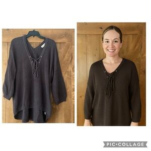 Alter’d State Slouchy Dolman 3/4 length sleeve sweater size small charcoal grey